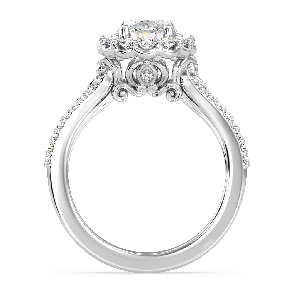 Enchanted Star Lab Grown Diamond 14K Gold Cinderella Split Shank Halo Engagement Ring