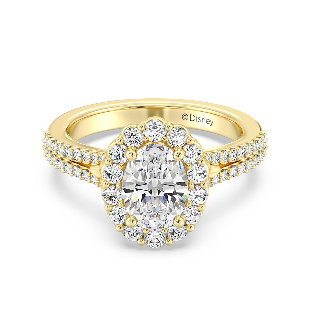 Enchanted Star Lab Grown Diamond 14K Gold Cinderella Split Shank Halo Engagement Ring