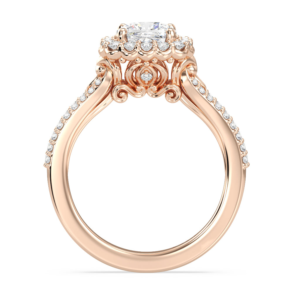 Enchanted Star Lab Grown Diamond 14K Gold Cinderella Split Shank Halo Engagement Ring