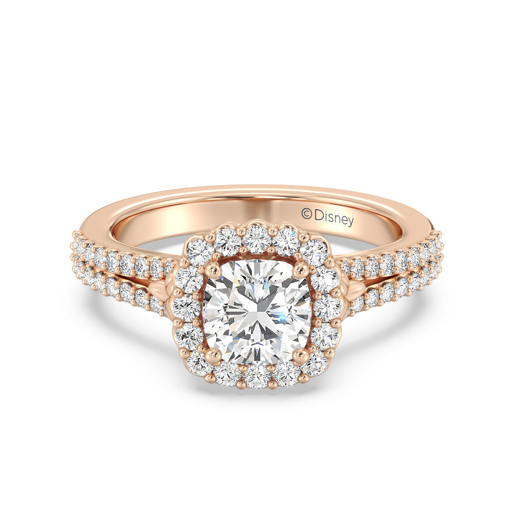 Enchanted Star Lab Grown Diamond 14K Gold Cinderella Split Shank Halo Engagement Ring
