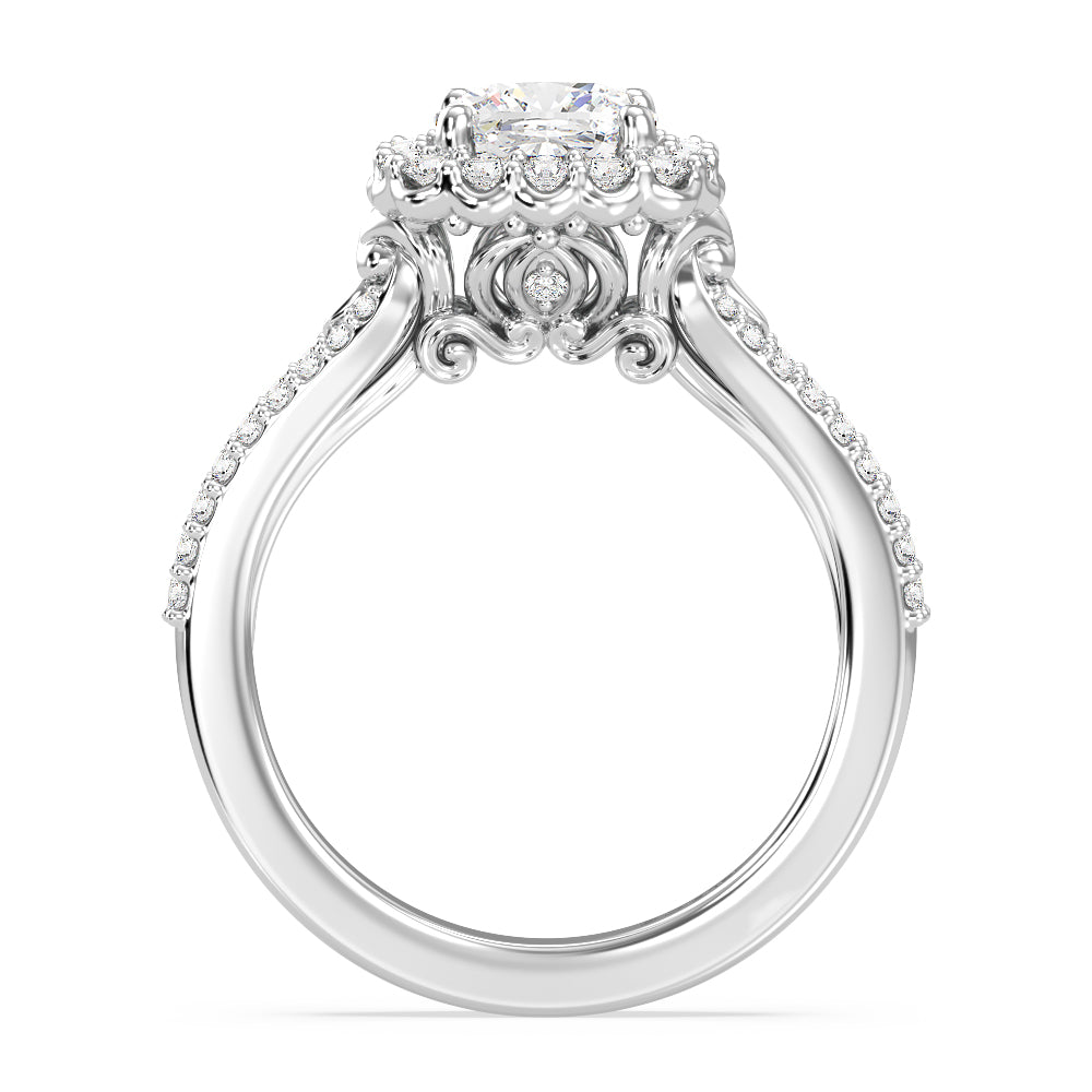 Enchanted Star Lab Grown Diamond 14K Gold Cinderella Split Shank Halo Engagement Ring