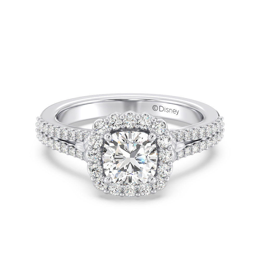 Enchanted Star Lab Grown Diamond 14K Gold Cinderella Split Shank Halo Engagement Ring