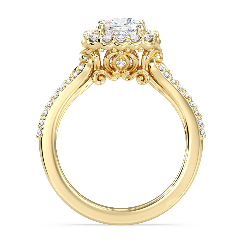 Enchanted Star Lab Grown Diamond 14K Gold Cinderella Split Shank Halo Engagement Ring