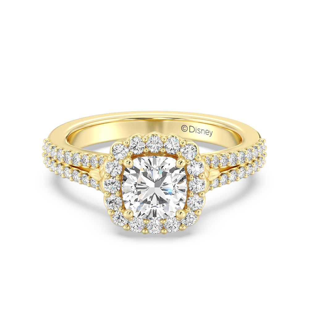 Enchanted Star Lab Grown Diamond 14K Gold Cinderella Split Shank Halo Engagement Ring