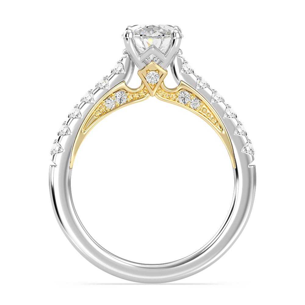 Enchanted Star Lab Grown Diamond 14K Gold Aurora Single Row Pave Engagement Ring