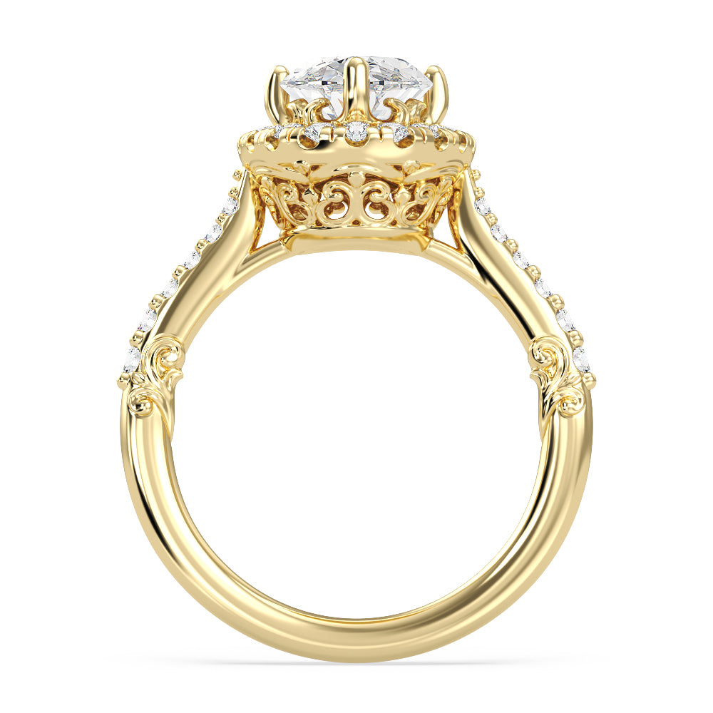 Enchanted Star Lab Grown Diamond 14K Gold Aurora Halo Engagement Ring