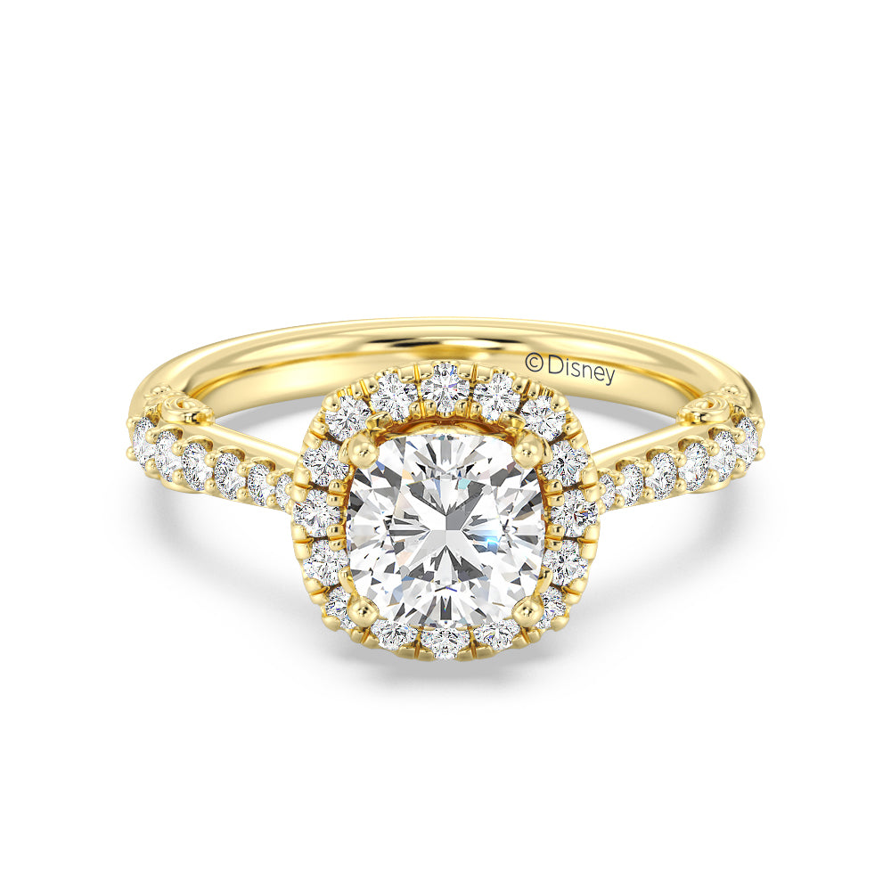Enchanted Star Lab Grown Diamond 14K Gold Aurora Halo Engagement Ring ...