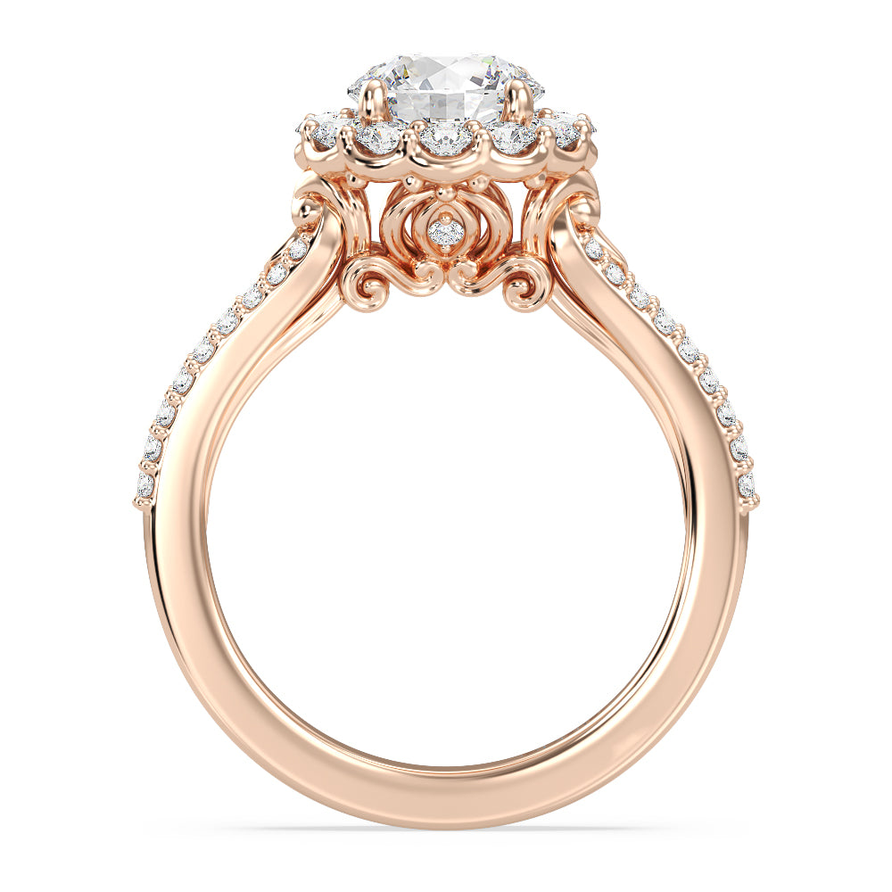 Enchanted Star Lab Grown Diamond 14K Gold Cinderella Split Shank Halo Engagement Ring