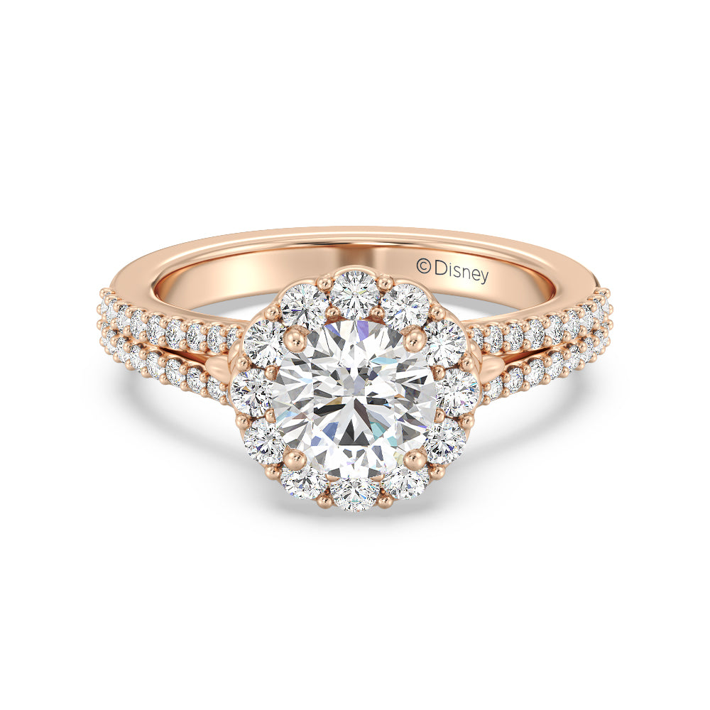 Enchanted Star Lab Grown Diamond 14K Gold Cinderella Split Shank Halo Engagement Ring