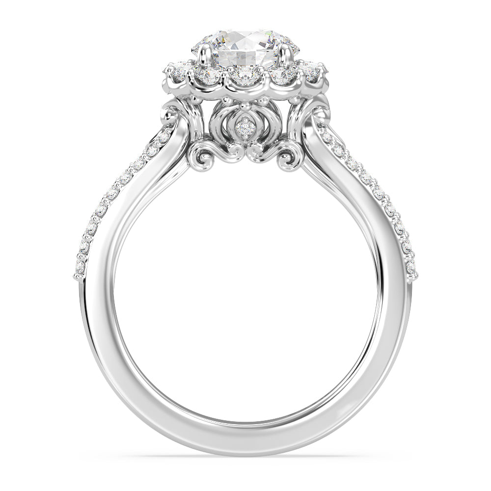 Enchanted Star Lab Grown Diamond 14K Gold Cinderella Split Shank Halo Engagement Ring