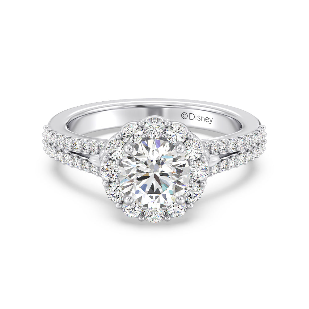 Enchanted Star Lab Grown Diamond 14K Gold Cinderella Split Shank Halo Engagement Ring