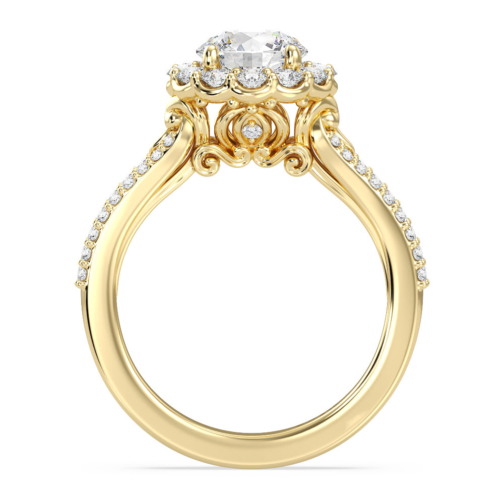 Enchanted Star Lab Grown Diamond 14K Gold Cinderella Split Shank Halo Engagement Ring