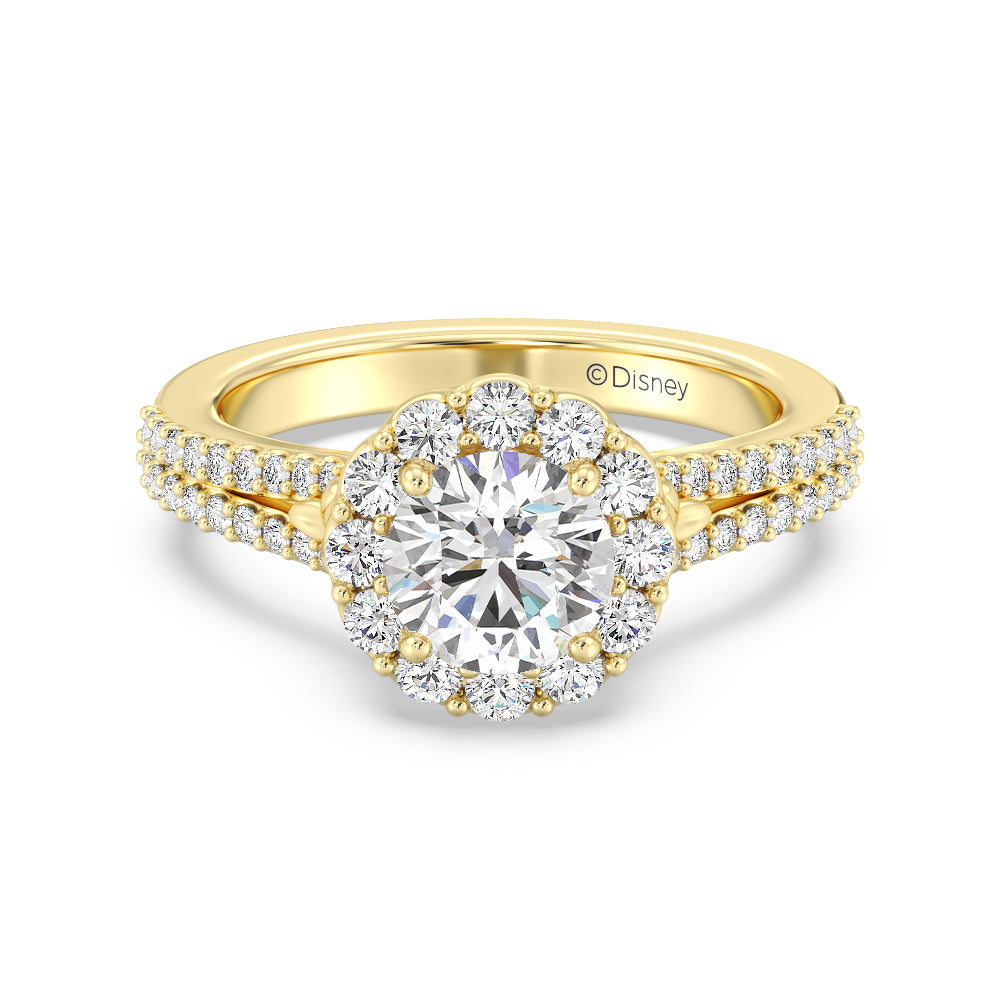 Enchanted Star Lab Grown Diamond 14K Gold Cinderella Split Shank Halo Engagement Ring