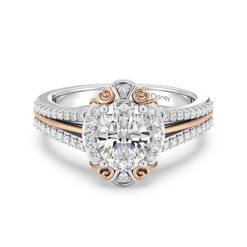 Disney's Belle Inspired 1 1/2 CTTW Round Cut Lab Grown Diamond Halo ...
