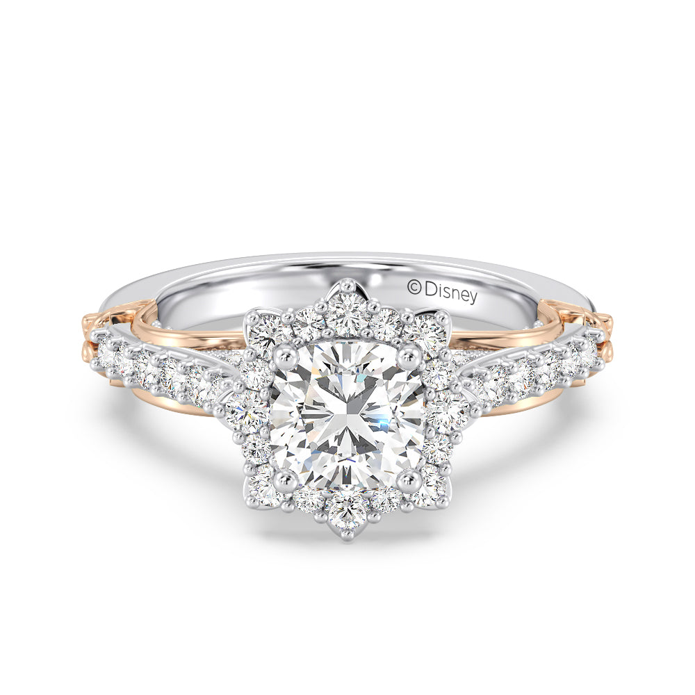 Enchanted Star Lab Grown Diamond 14K Gold Belle Halo Engagement Ring with Rose Gallery