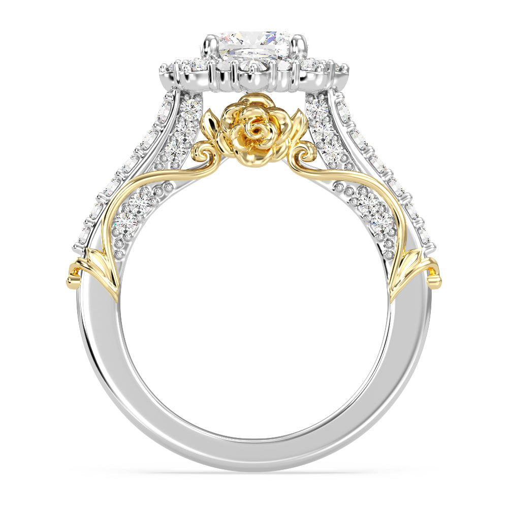 Enchanted Star Lab Grown Diamond 14K Gold Belle Halo Engagement Ring with Rose Gallery