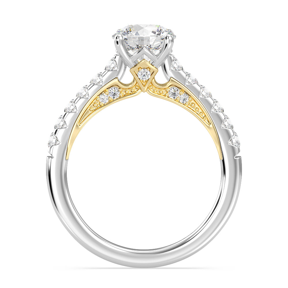 Enchanted Star Lab Grown Diamond 14K Gold Aurora Single Row Pave Engagement Ring