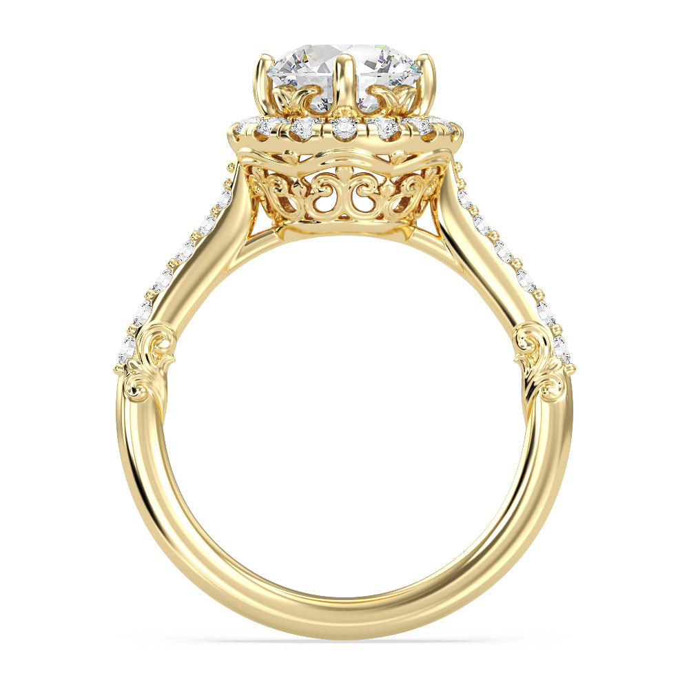 Enchanted Star Lab Grown Diamond 14K Gold Aurora Halo Engagement Ring