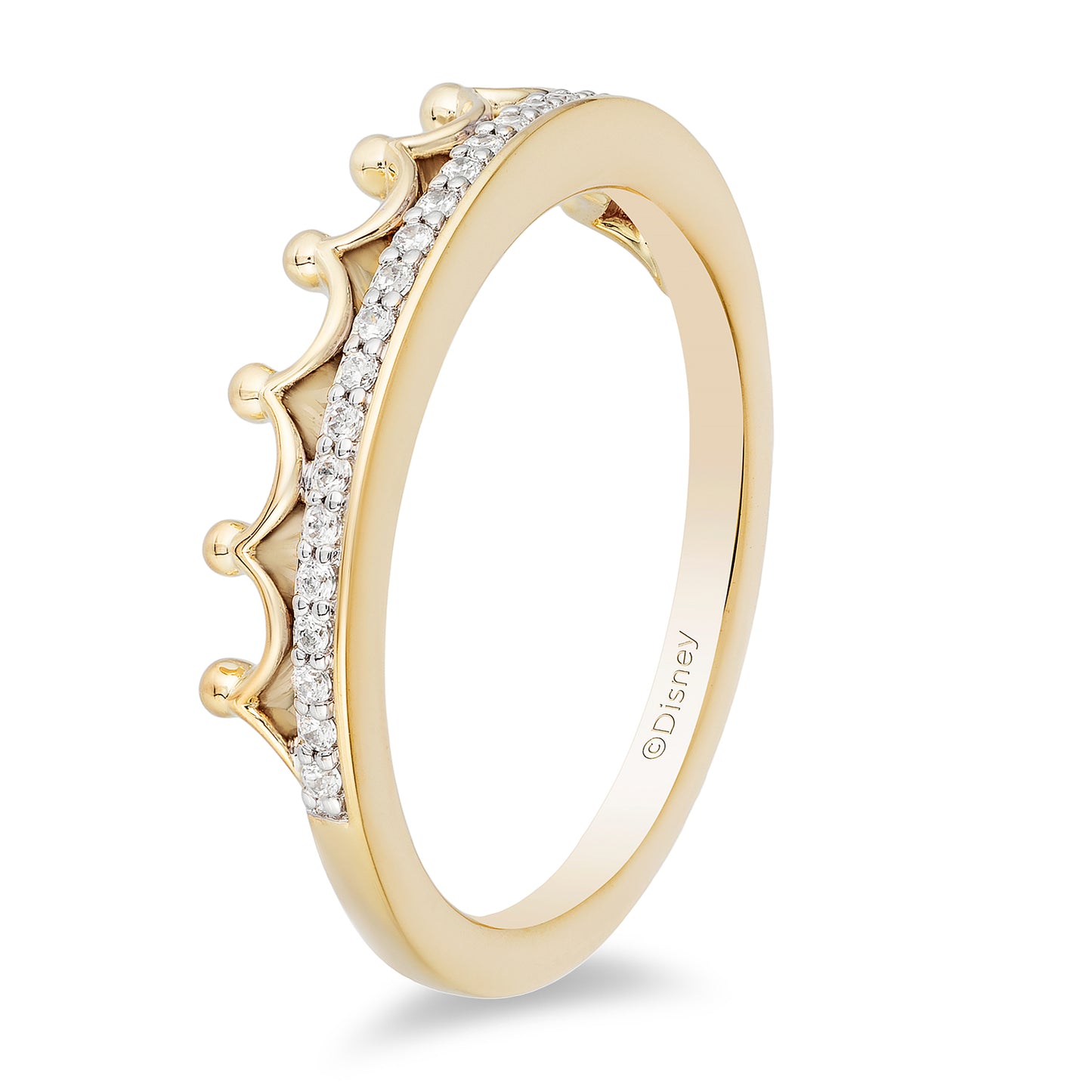 Enchanted Disney Fine Jewelry 10K Yellow Gold 1/10 CTTW Diamond Majestic Princess Tiara Ring