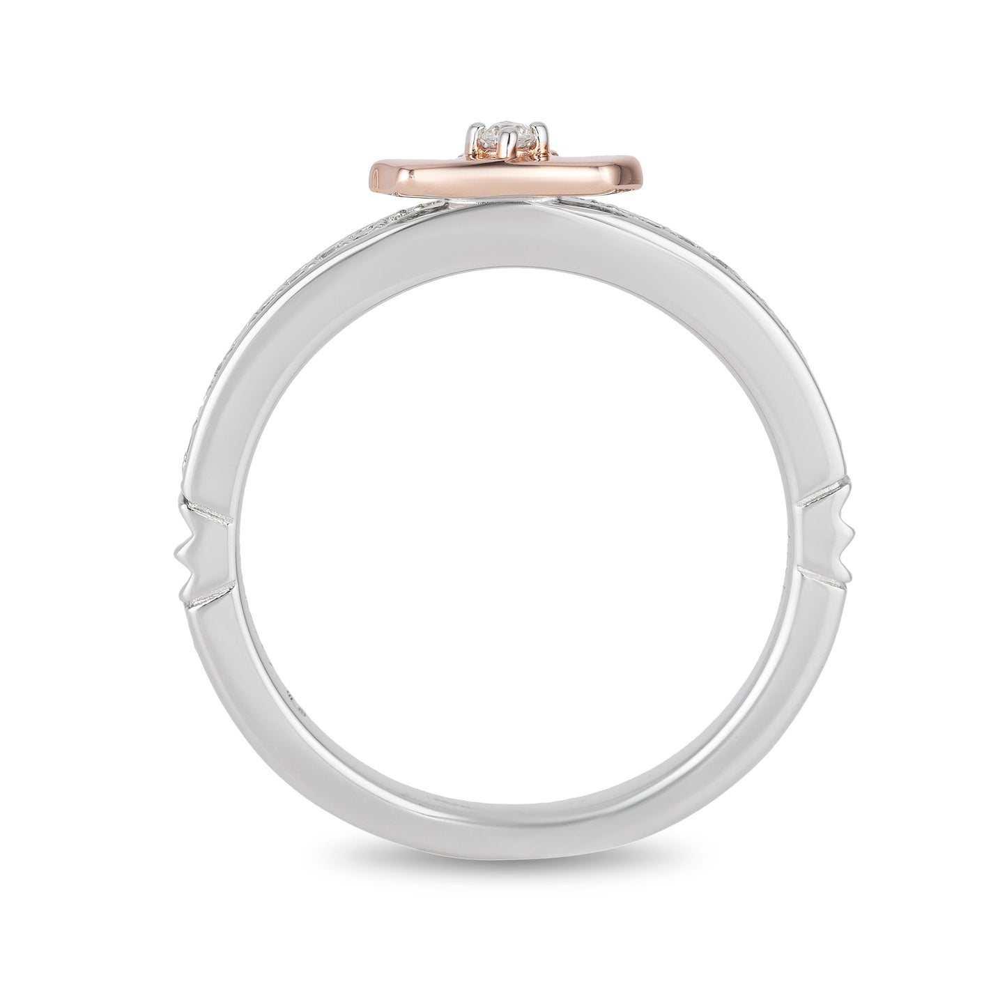Enchanted Disney Fine Jewelry Sterling Silver and 10K Rose Gold 1/10 CTTW Aurora Tiara Ring