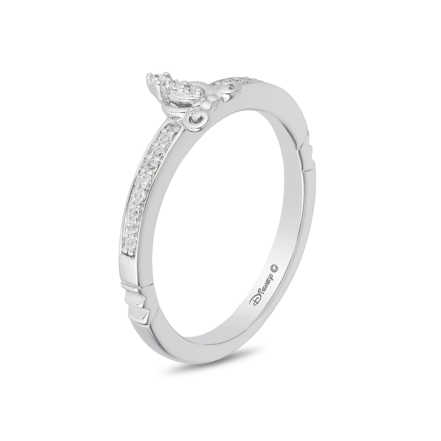 Enchanted Disney Fine Jewelry Sterling Silver 1/10 CTTW Cinderella Ring