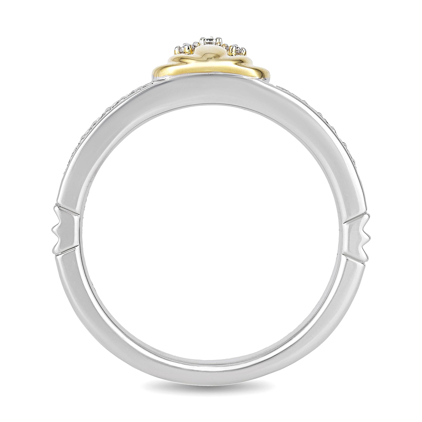 Enchanted Disney Fine Jewelry Sterling Silver and 10K Yellow Gold 1/10 CTTW Tiana Water Lily Ring