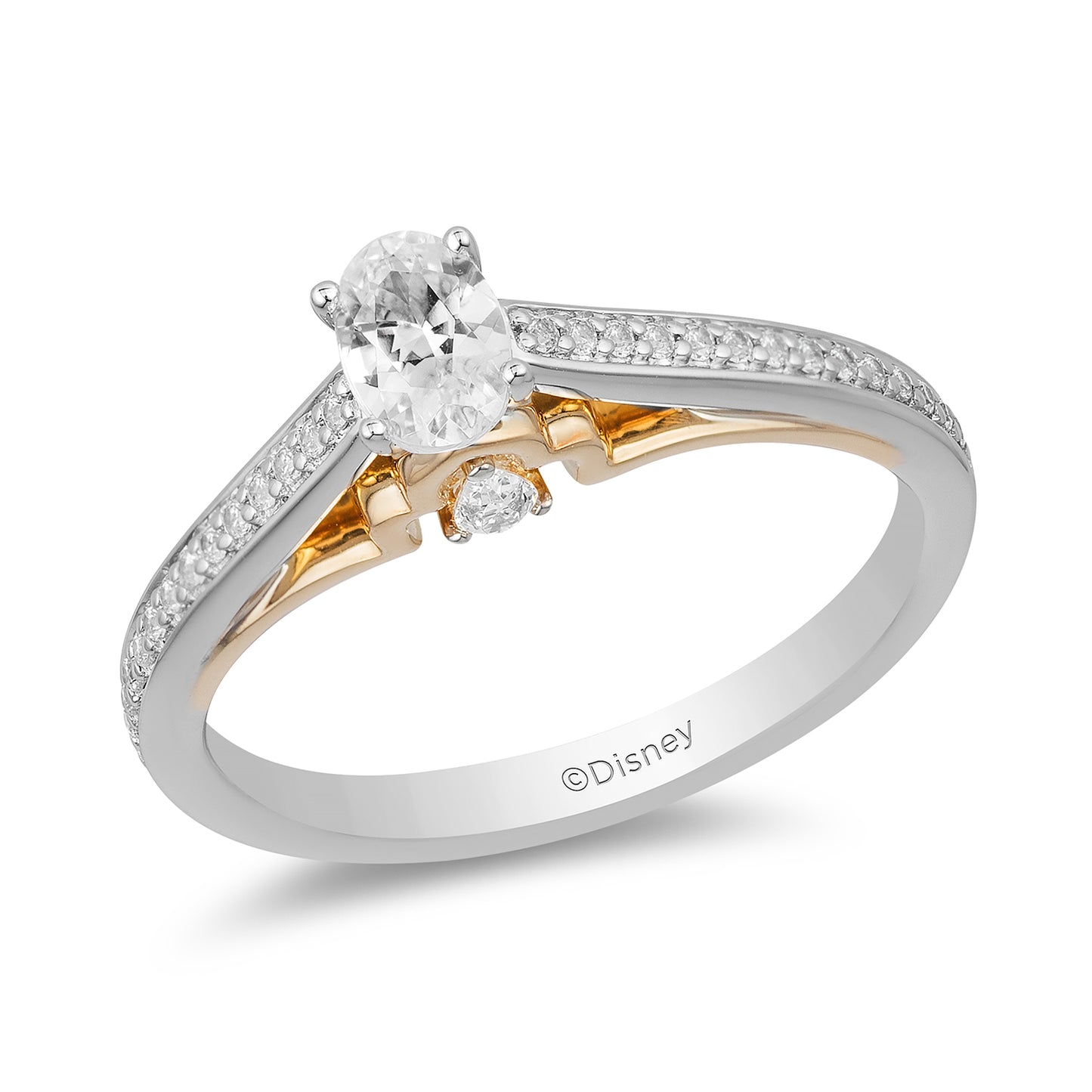 Enchanted Disney Fine Jewelry 14K White Gold and Yellow Gold with 5/8 CTTW Jasmine Engagement Ring