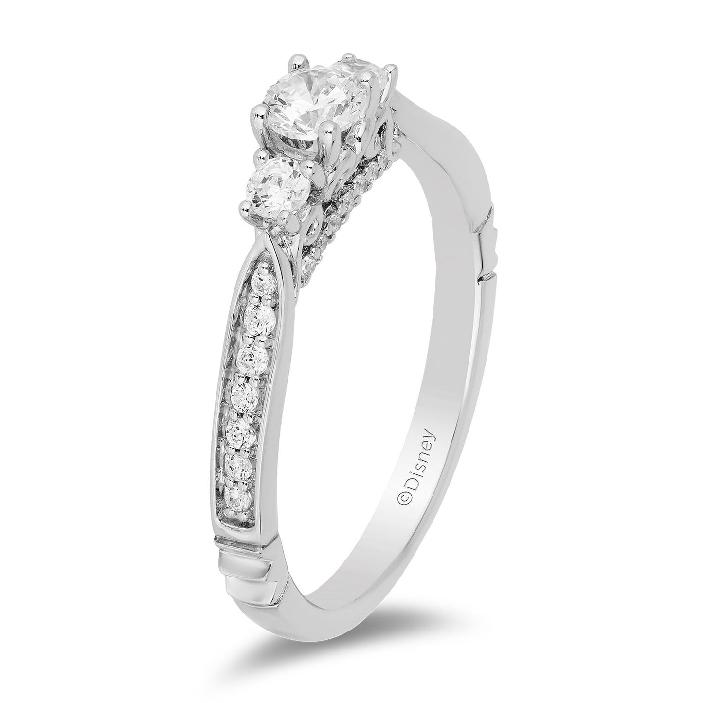Enchanted Disney Fine Jewelry 14K White Gold With 1/2 CTTW Diamond Majestic Princess Engagement Ring
