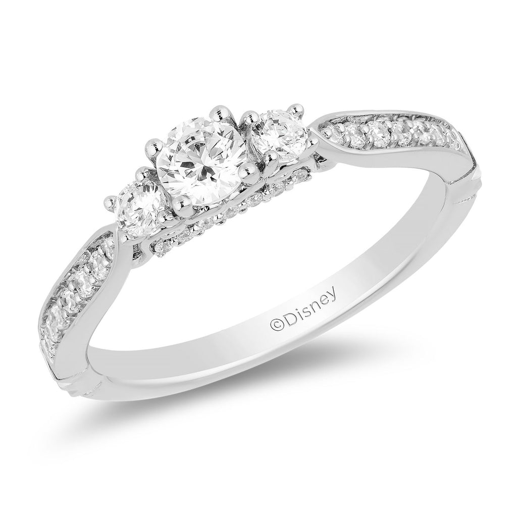 Disney Majestic Princess Inspired Diamond Engagement Ring 14K White Gold 1 2 CTTW Enchanted Disney Fine Jewelry