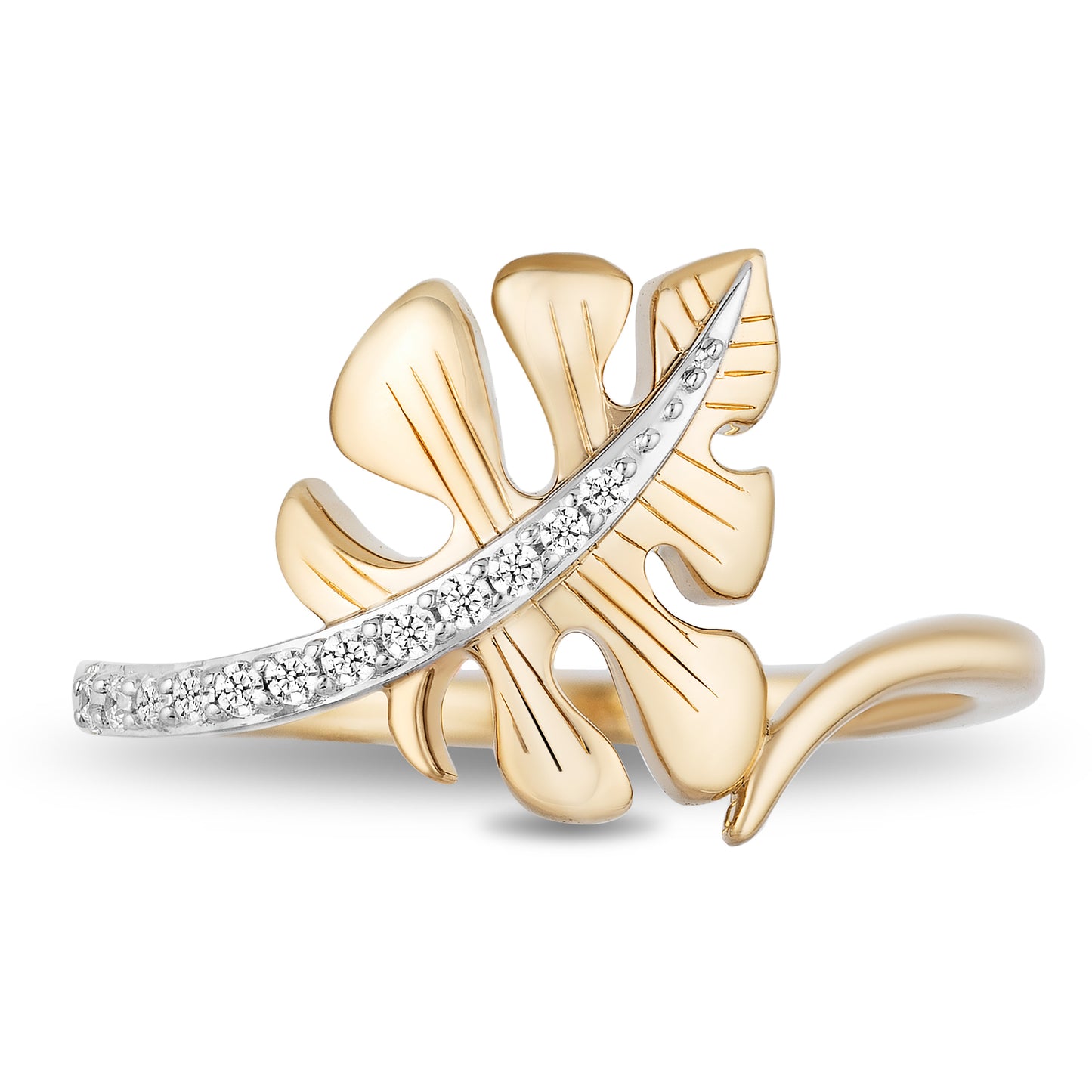 Enchanted Disney Fine Jewelry 14K Yellow Gold over Sterling Silver 1/10 CTTW Moana Ring
