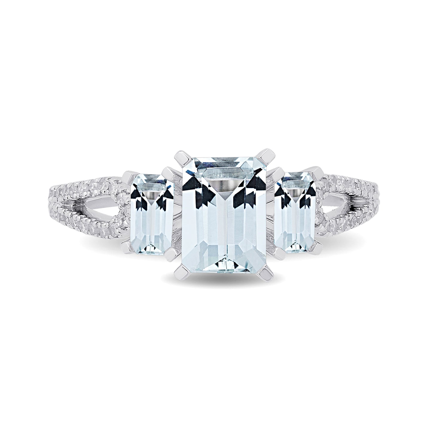 Enchanted Disney Fine Jewelry Sterling Silver with 1/8 CTTW Diamond and Sky Blue Topaz Elsa Ring