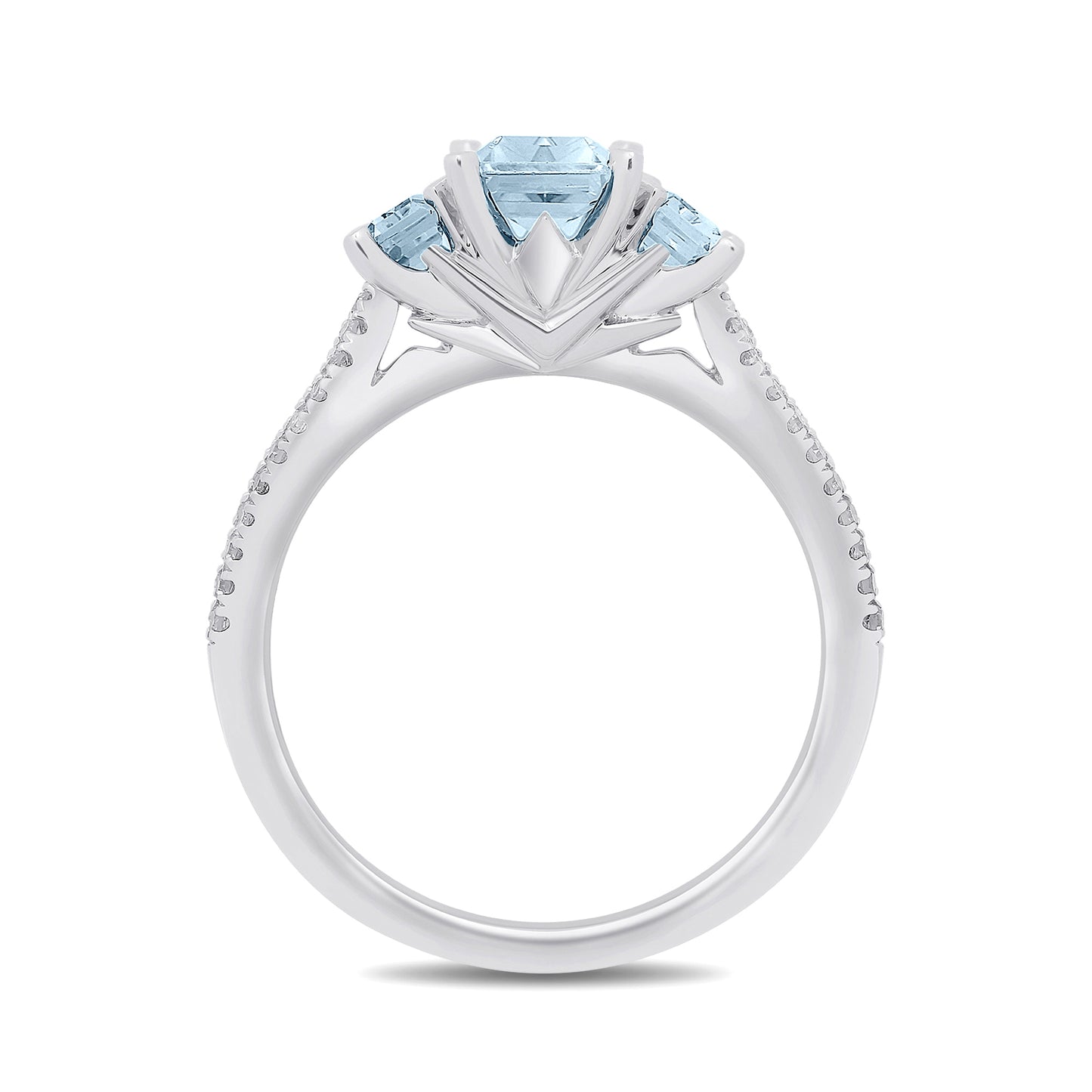 Enchanted Disney Fine Jewelry Sterling Silver with 1/8 CTTW Diamond and Sky Blue Topaz Elsa Ring