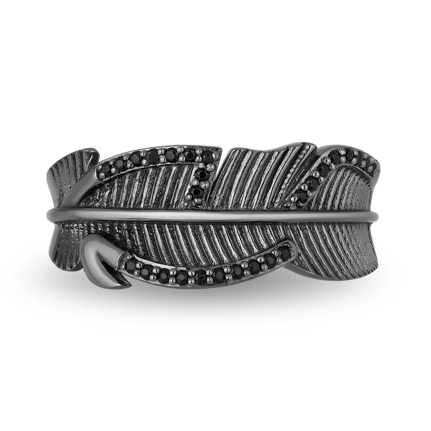 Enchanted Disney Fine Jewelry Black Rhodium Over Sterling Silver 1/10 CTTW Maleficent Villain Ring