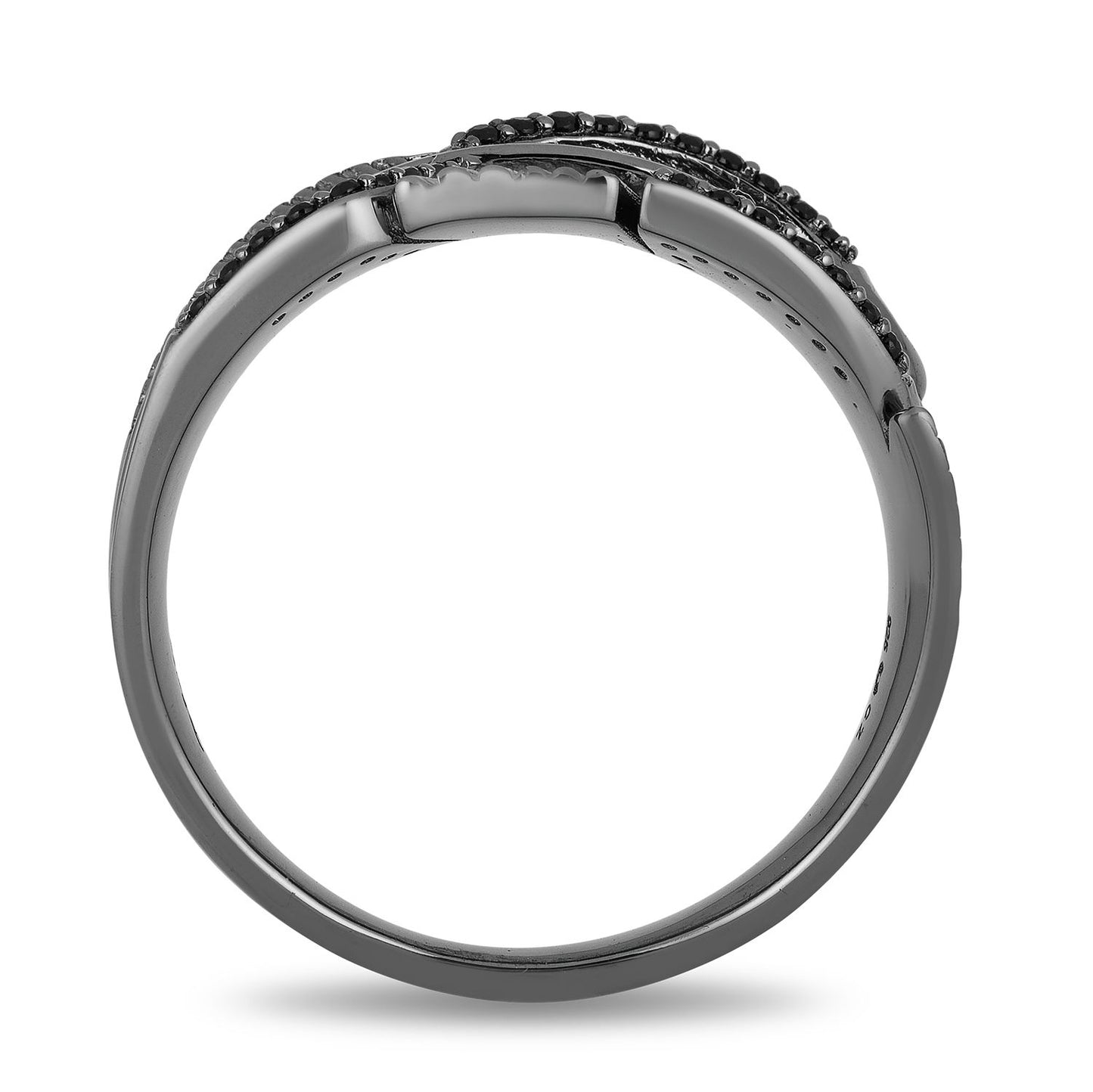 Enchanted Disney Fine Jewelry Black Rhodium Over Sterling Silver 1/10 CTTW Maleficent Villain Ring