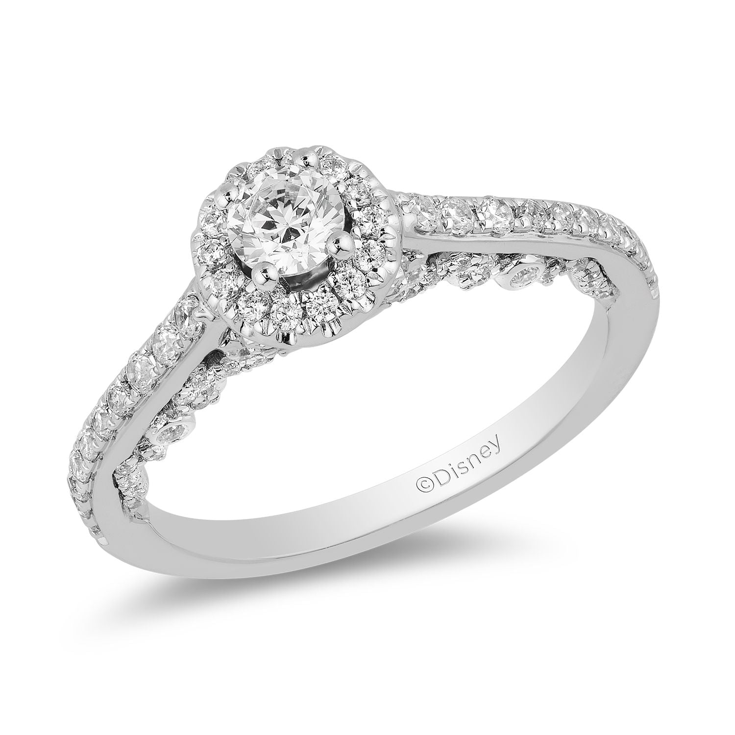 Enchanted Disney Fine Jewelry 14K White Gold with 3/4 CTTW Diamond Ariel Engagement Ring
