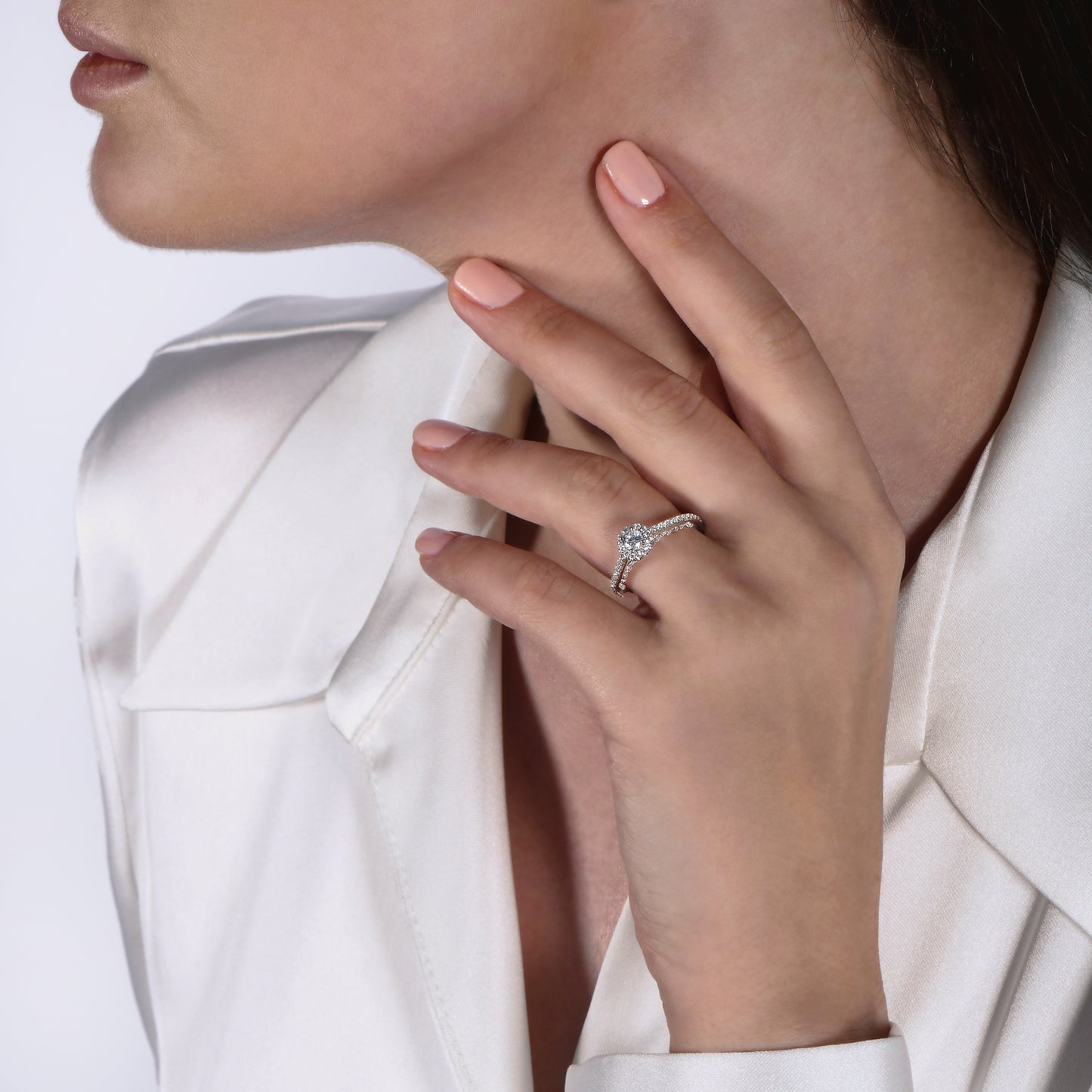 Enchanted Disney Fine Jewelry 14K White Gold with  3/4 CTTW Diamond Ariel Engagement Ring