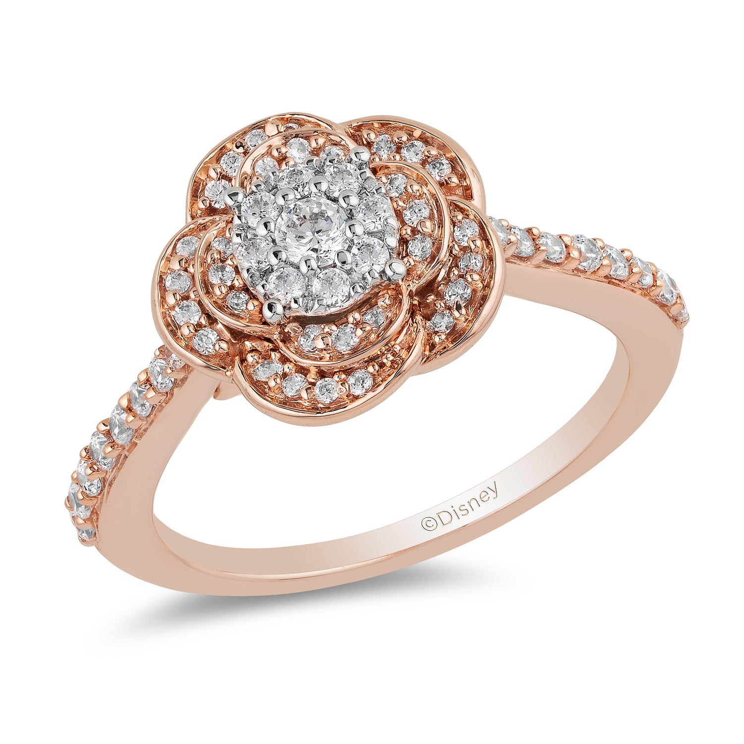Disney Belle Inspired Engagement Ring 10K Rose Gold 1/2 CTTW View 1