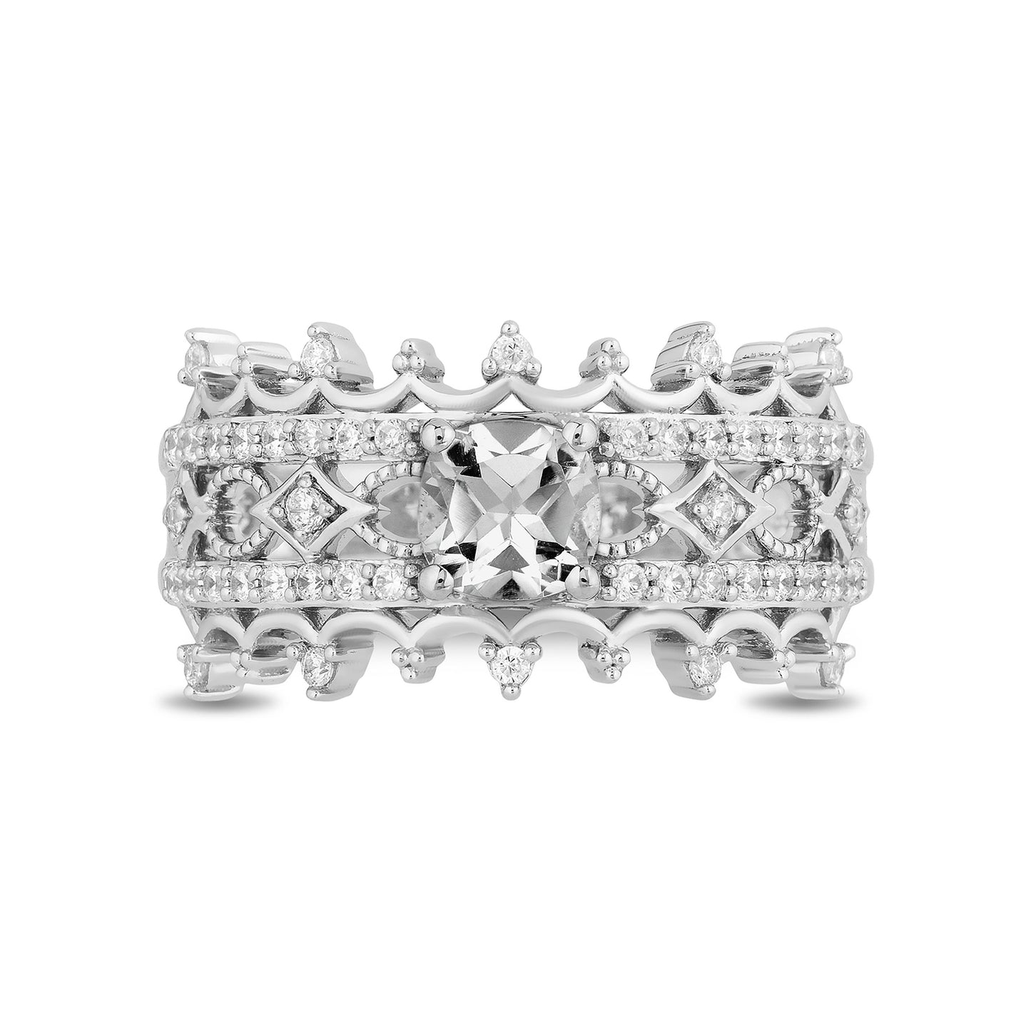 Enchanted Disney Fine Jewelry Sterling Silver with 1/3 CTTW Diamond and White Topaz Majestic Princess Ring
