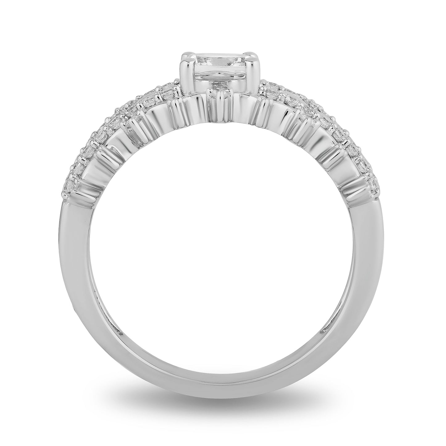 Enchanted Disney Fine Jewelry Sterling Silver with 1/3 CTTW Diamond and White Topaz Majestic Princess Ring