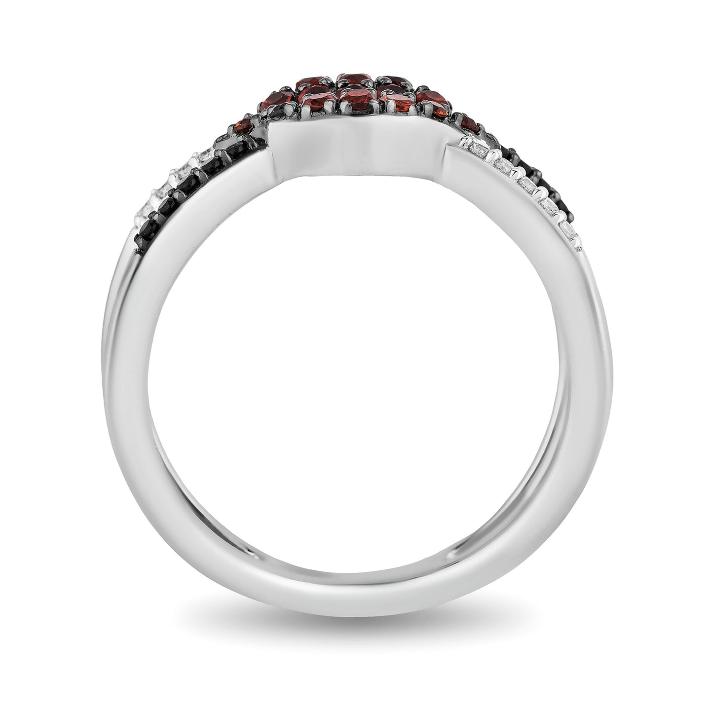 Enchanted Disney Fine Jewelry Bite Back Sterling Silver 1/6 CTTW Diamond and Garnet Disney Cruella Live Action Ring