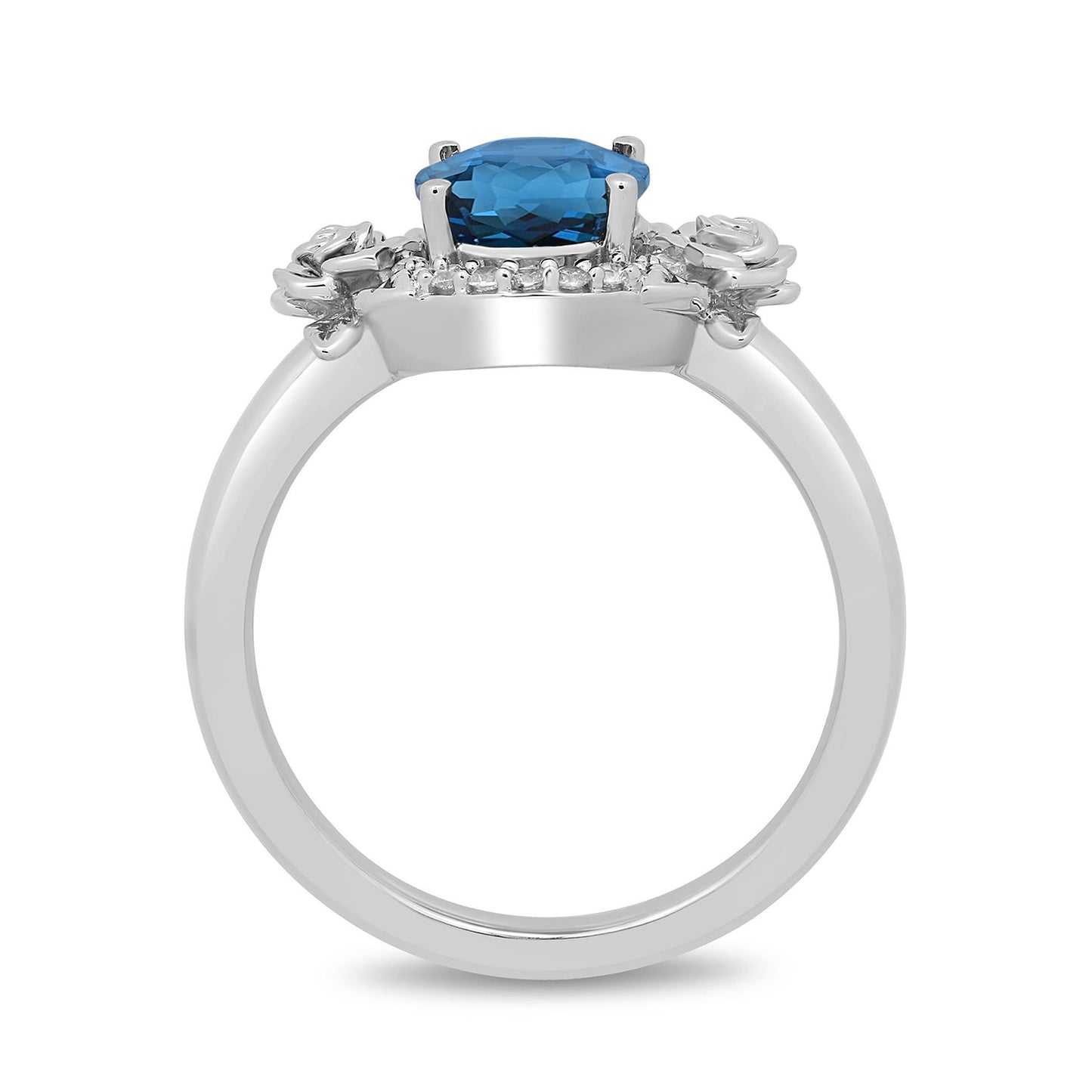 Enchanted Disney Fine Jewelry Sterling Silver with 1/10 CTTW Diamonds and London Blue Topaz, Disney's Cinderella Ring