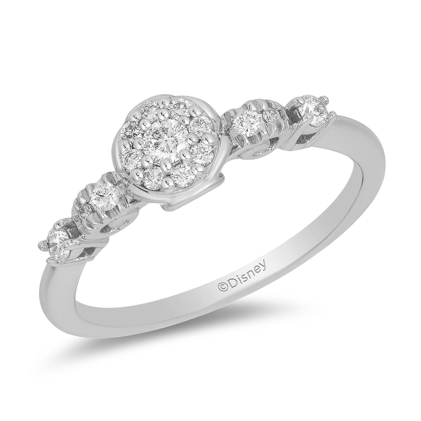 Enchanted Disney Fine Jewelry Sterling Silver with 1/4 CTTW Diamond Cinderella Ring