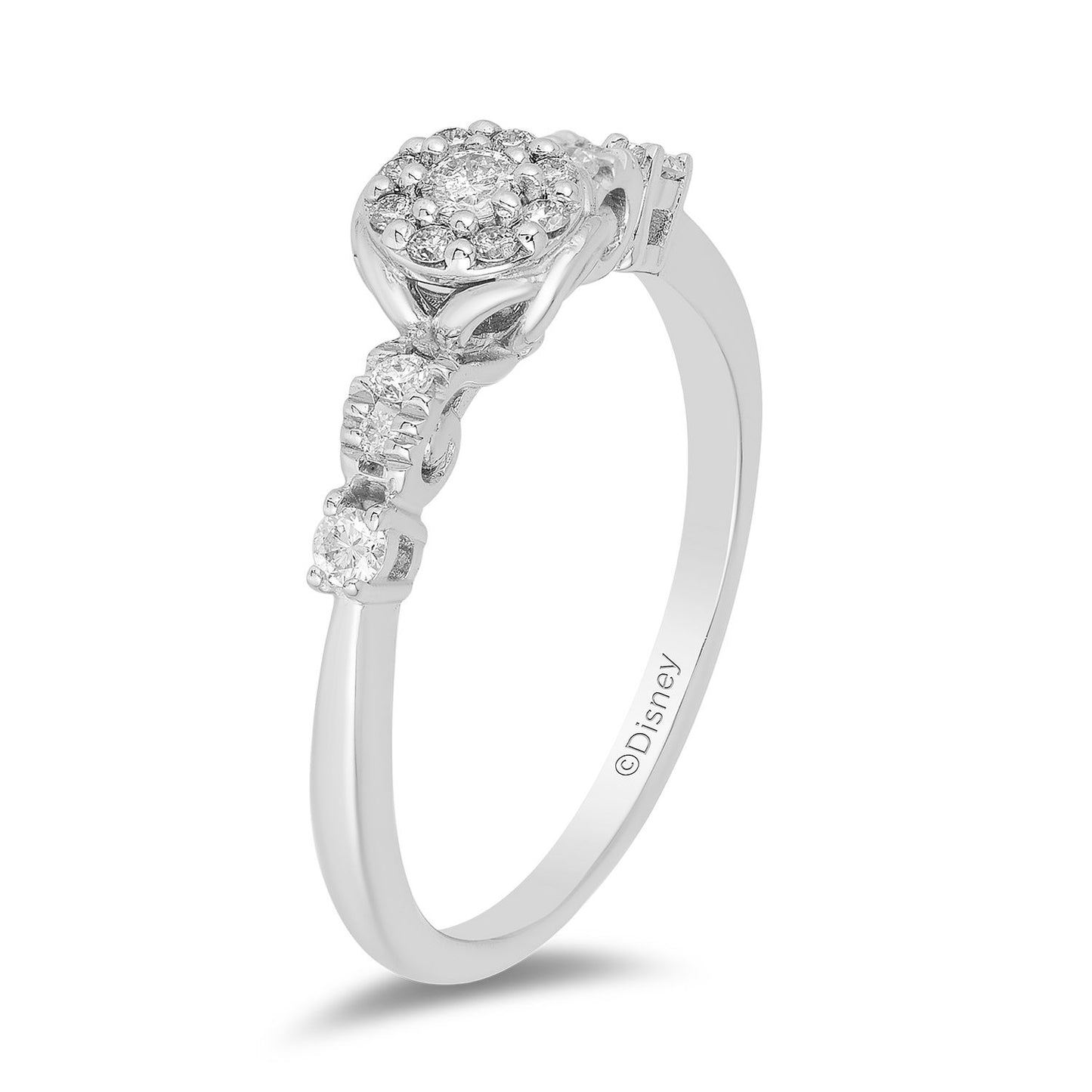 Enchanted Disney Fine Jewelry Sterling Silver with 1/4 CTTW Diamond Cinderella Ring