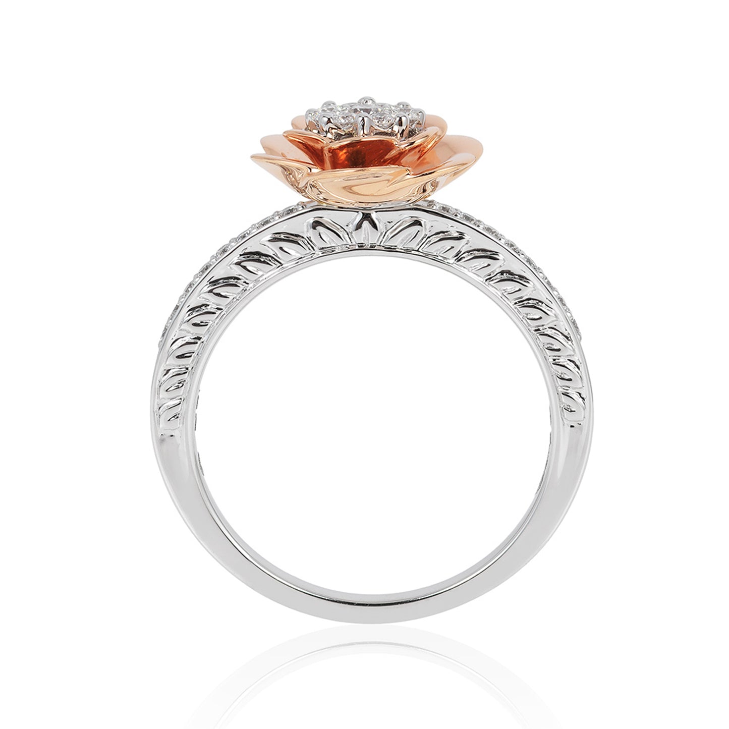 Enchanted Disney Fine Jewelry 14K Rose Gold and White Gold with 1/4 CTTW Diamond Belle Engagement Ring