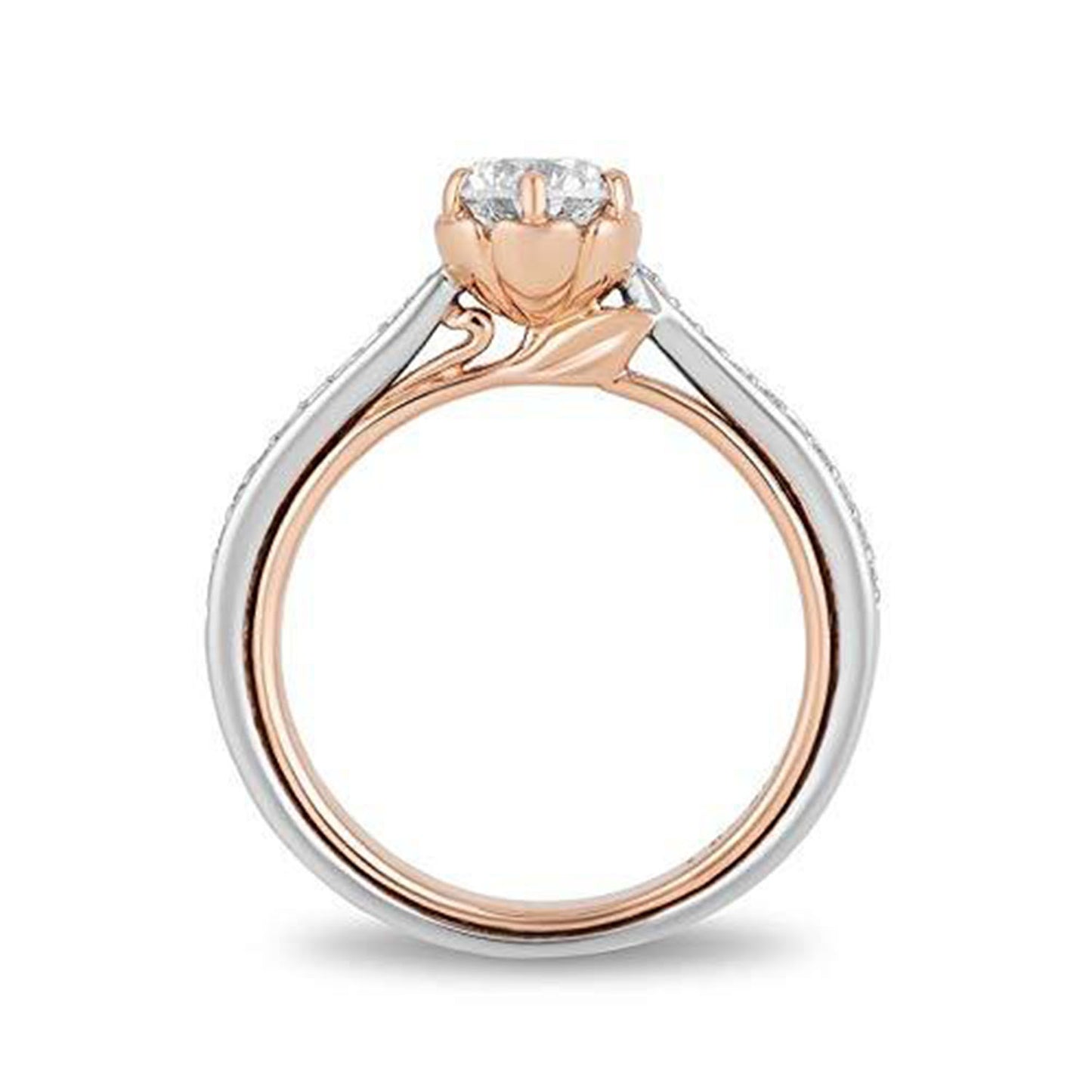 Enchanted Disney Fine Jewelry 14K White Gold and Rose Gold with 7/8 CTTW Belle Engagement Ring