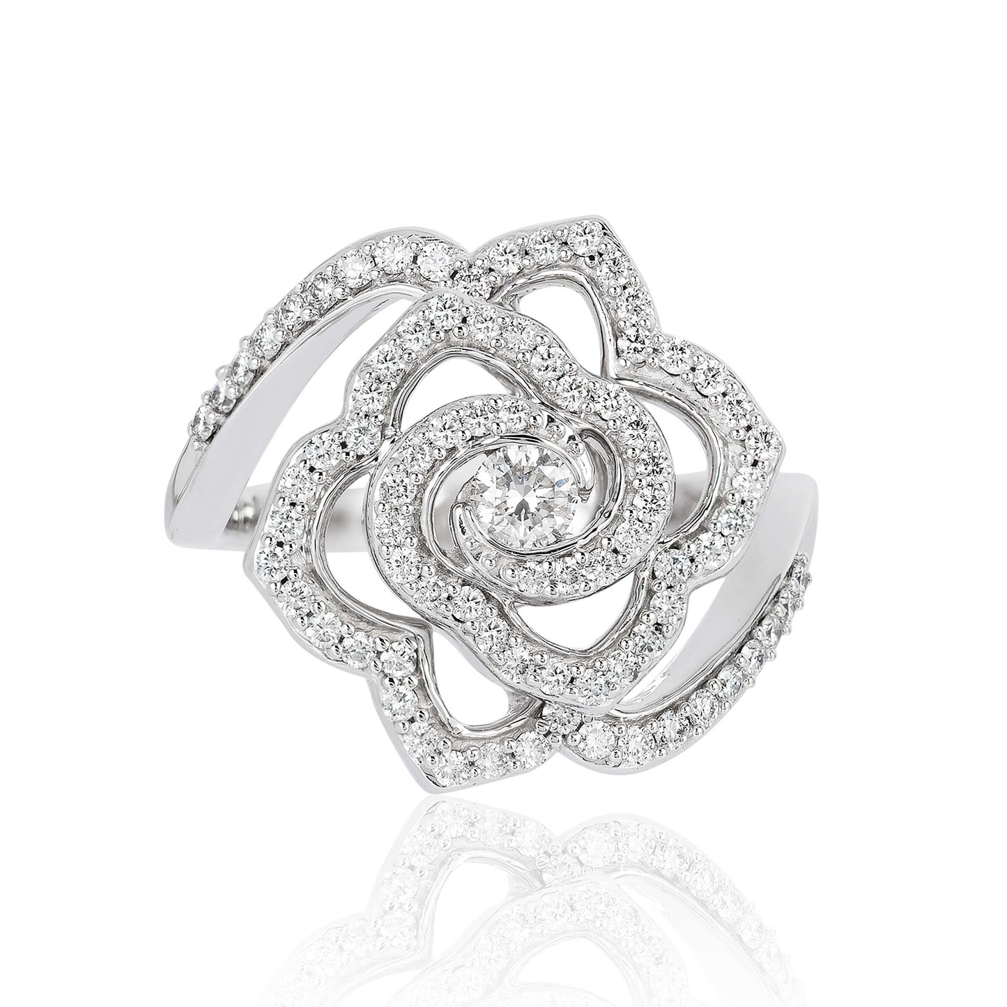 Enchanted Disney Fine Jewelry 14K White Gold 5/8 CTTW Belle Rose Ring