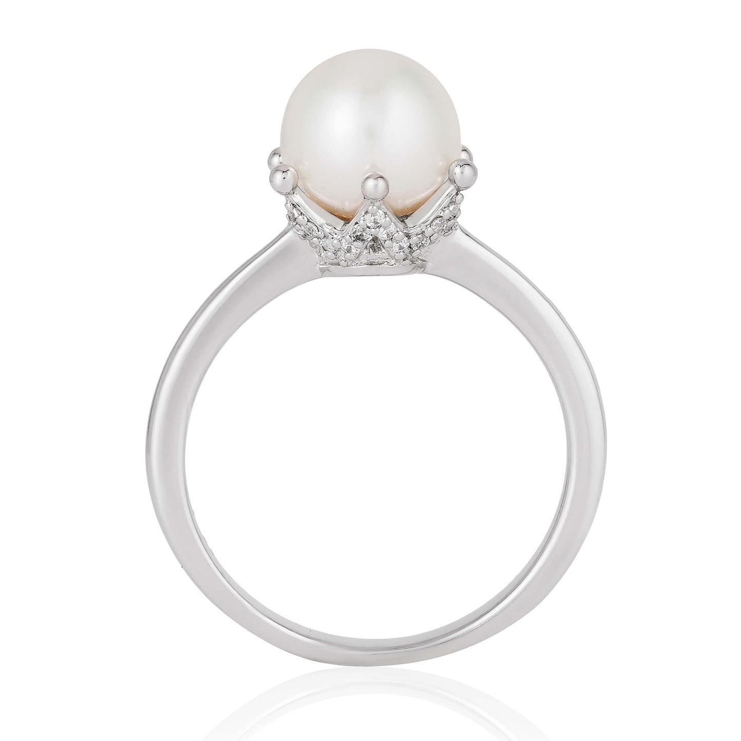 Enchanted Disney Fine Jewelry Sterling Silver with 1/10 CTTW Diamond and Pearl Ariel Disney Ring