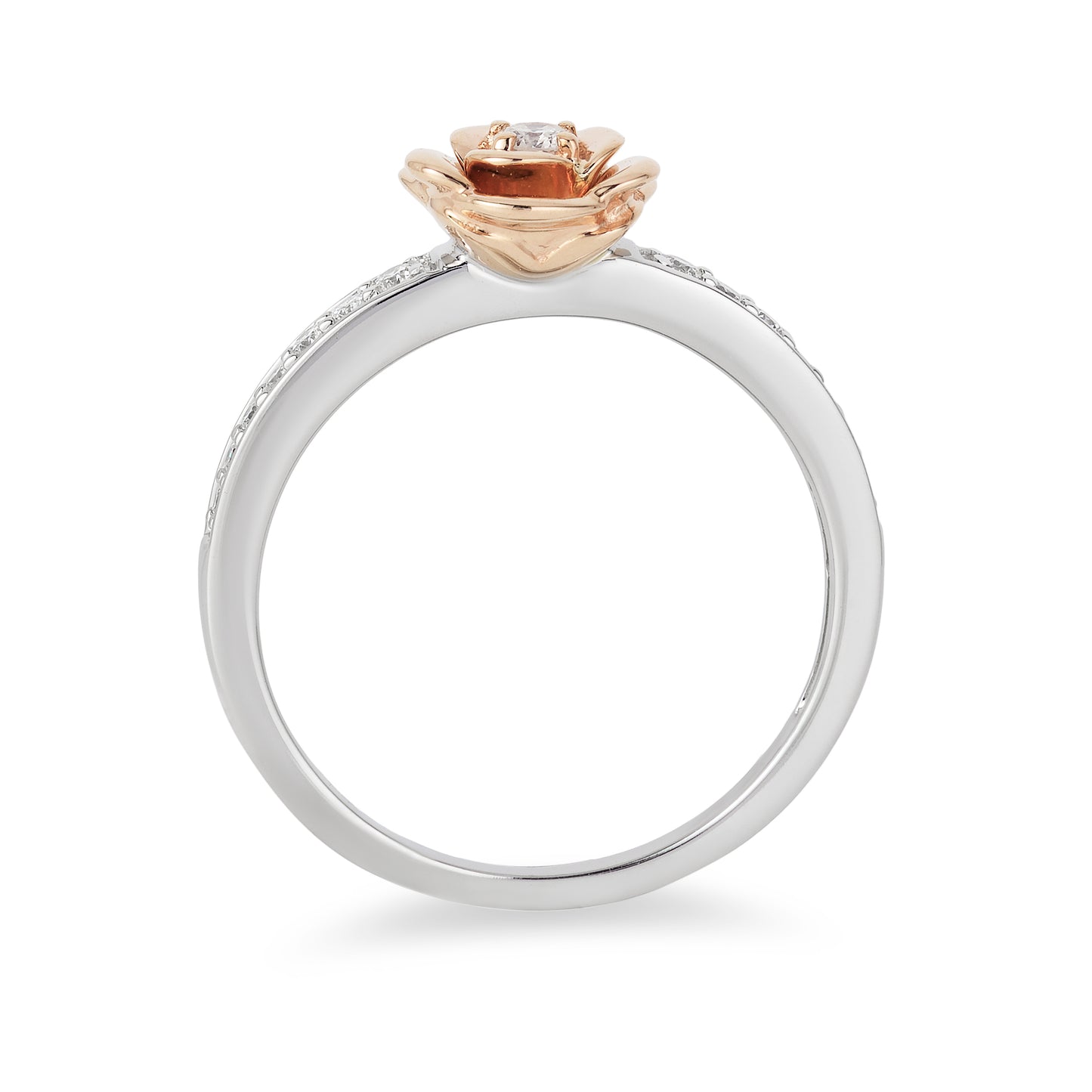 Enchanted Disney Fine Jewelry Sterling Silver and 10K Rose Gold 1/5 CTTW Belle Rose Ring