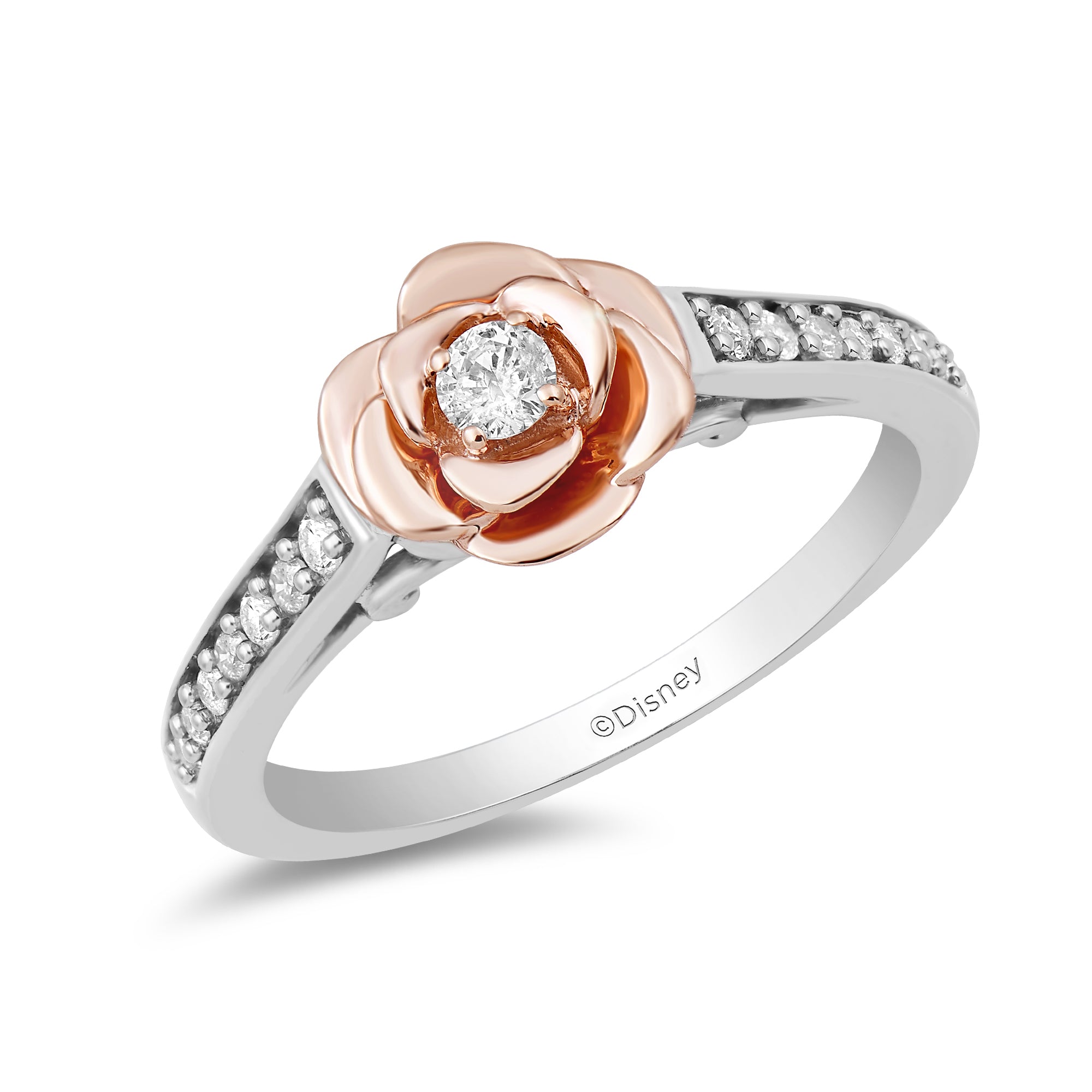 Disney Belle Inspired Diamond Ring 10K Rose Gold 1/5 CTTW
