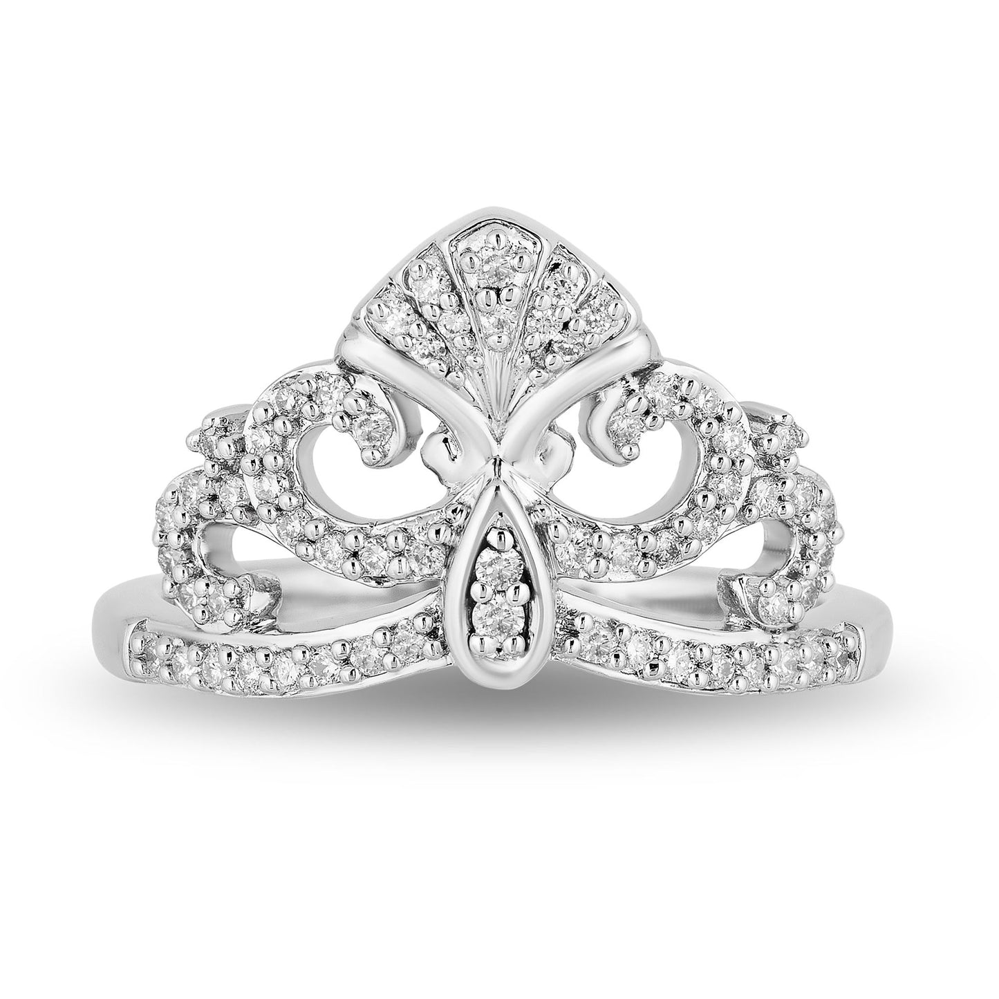 Enchanted Disney Fine Jewelry Sterling Silver 1/4 CTTW Ariel Shell Ring